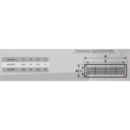 4409ДП Решетка вентиляционная ДП фланец 420x73 переточная 450х91 пластик ERA