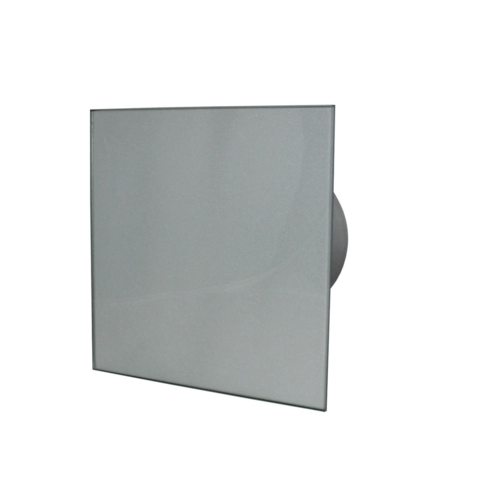 Вентилятор накладной энергосберегающий бесшумный MMotors JSC MMP-06 100 UE 5.5Вт ТН (Таймер, датчик влажности) Стекло/Квадрат Светло Серый