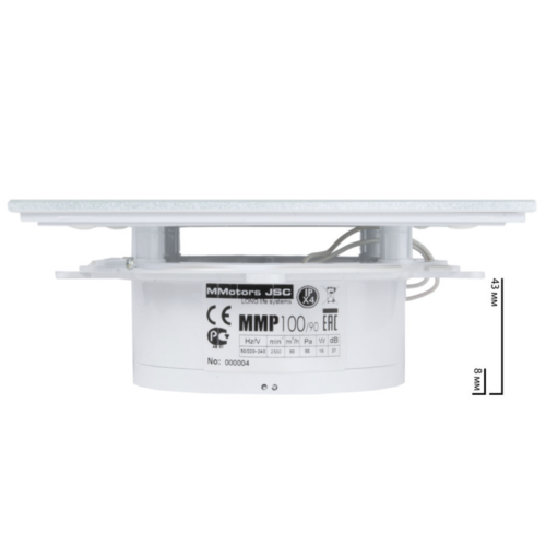 Вентилятор накладной сверхтонкий MMotors JSC MMP-06 100/90 куб/ч Стекло/Квадрат Белый