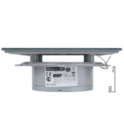 Вентилятор накладной сверхтонкий MMotors JSC MMP-06 100/90 куб/ч Стекло/Квадрат Светло Серый