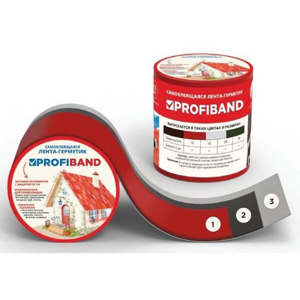 Лента-герметик PROFIBAND красная 10 см*3 м битумная
