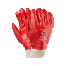 Перчатки облитые ПВХ, Гранат (красные МБС, подкладка Интерлок)