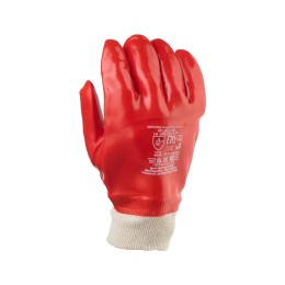 Перчатки облитые ПВХ, Гранат (красные МБС, подкладка Интерлок)