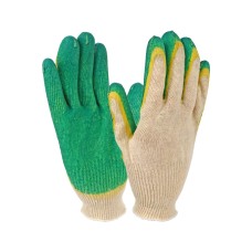 Перчатки х/б с латексным покрытием, двойной облив, зеленые
