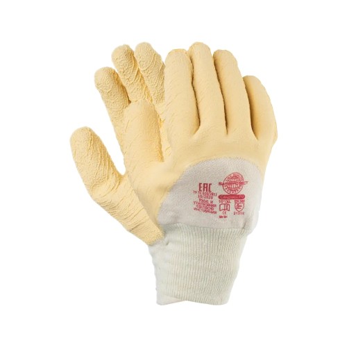 Перчатки с латексным покрытием, манжет — резинка