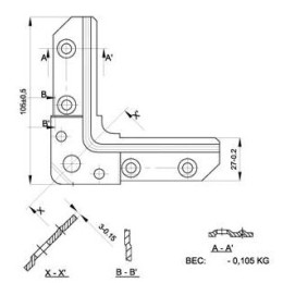 Уголок УГФ 105х27х3 для соединения прямоугольных воздуховодов