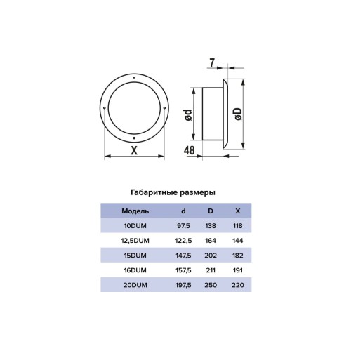 Анемостат DUM фланец D98 D138 окраш.сталь ERA