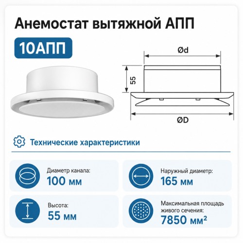 Анемостат вытяжной 10 АПП