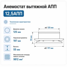 Анемостат вытяжной 12,5 АПП