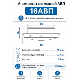 Анемостат вытяжной 16 АВП