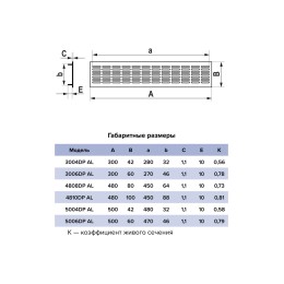 Решетка вентиляционная DP AL переточная 300x42 алюминий Matt black ERA