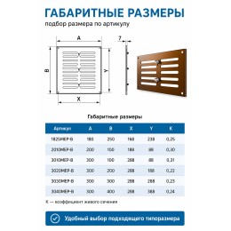 Решетка вентиляционная МЕР-В регулируемая 200х100 окраш.сталь коричневый ERA