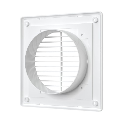 1515П10Ф  Решетка вентиляционная ПФ фланец D100 разъемная 150x150 пластик ERA