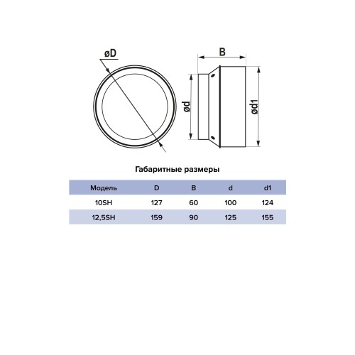 10SH  Решетка вентиляционная SH фланец D100 сетка разъемная на магнитах D120 ERA