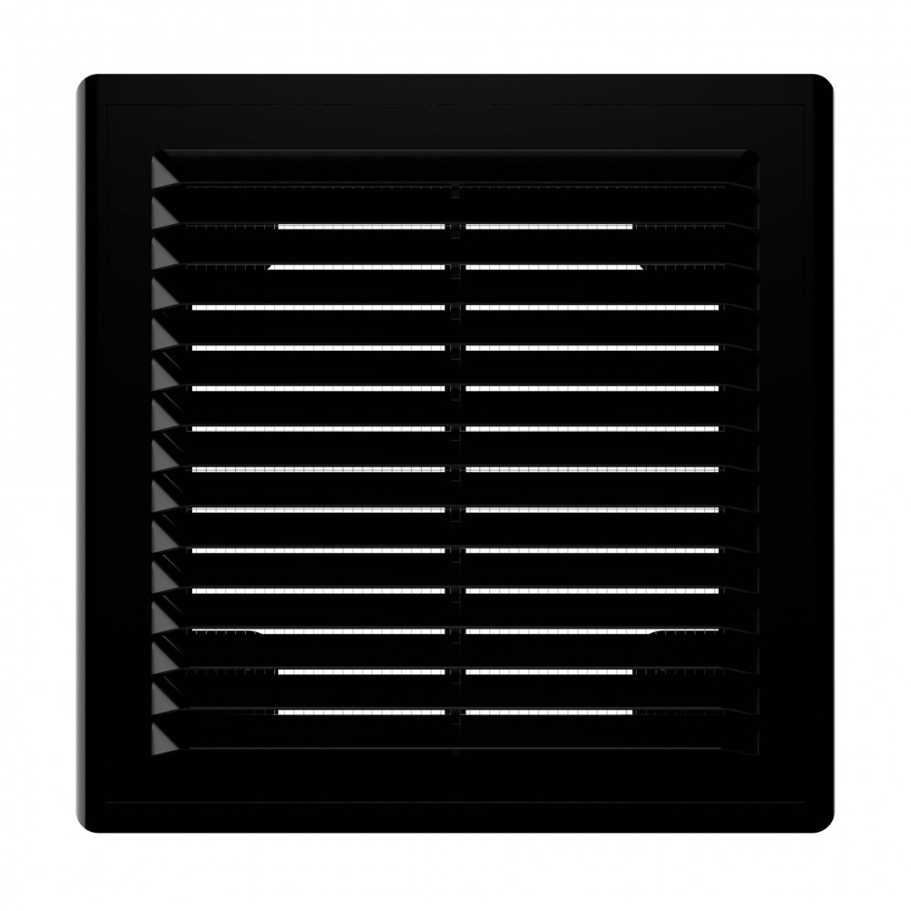 1515Р Black  Решетка вентиляционная Р сетка разъемная 150х150 пластик Black ERA