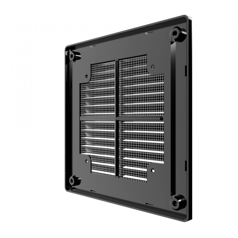 1515Р Black  Решетка вентиляционная Р сетка разъемная 150х150 пластик Black ERA