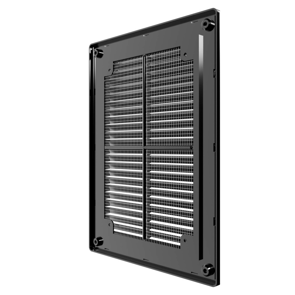 1520Р Black  Решетка вентиляционная Р сетка разъемная 150х200 пластик Black ERA