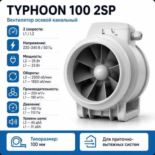 ERA TYPHOON 100 2SP Вентилятор осевой канальный 
