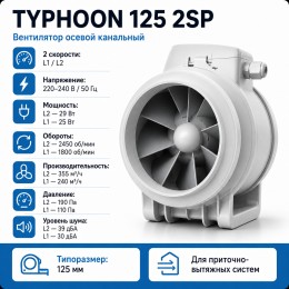 ERA TYPHOON 125 2SP Вентилятор осевой канальный 