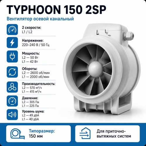 ERA TYPHOON 150/160 2SP Вентилятор осевой канальный 