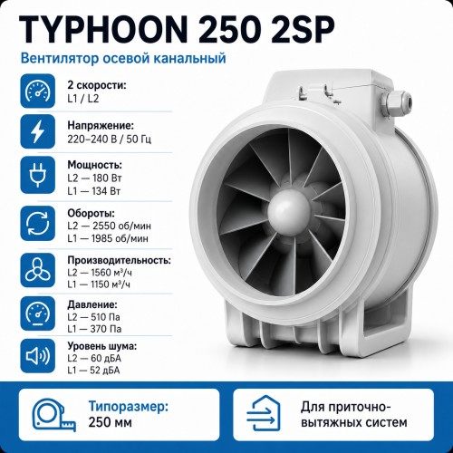 ERA TYPHOON 250 2SP Вентилятор осевой канальный 