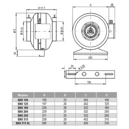 ВКК-160 Круглый канальный вентилятор (830 м3/ч)