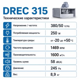 Вентилятор радиальный DREC 315 с внешним двигателем VENTEUROPE