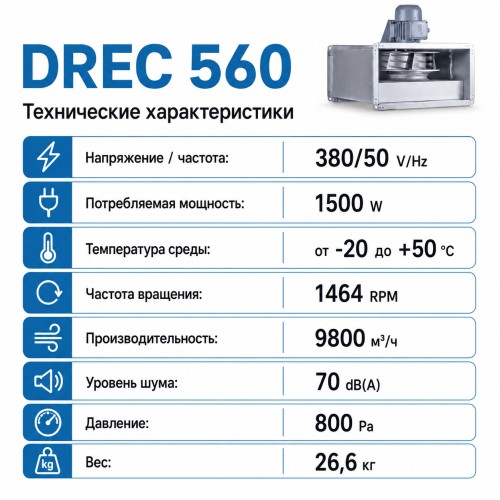 Вентилятор радиальный DREC 560 с внешним двигателем VENTEUROPE