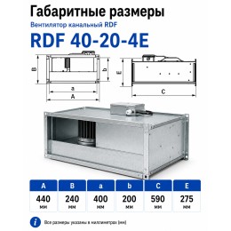 Вентилятор канальный RDF 400х200 центробежный 220В 4полюс ERA PRO