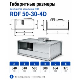 Вентилятор канальный RDF 500х300 центробежный 380В 4полюс ERA PRO