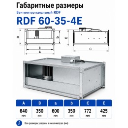 Вентилятор канальный RDF 600х350 центробежный 220В 4полюс ERA PRO