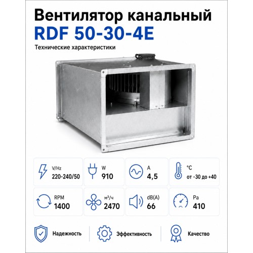 Вентилятор канальный RDF 500х300 центробежный 220В 4полюс ERA PRO