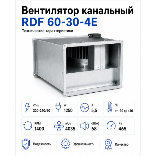 Вентилятор канальный RDF 600х300 центробежный 220В 4полюс ERA PRO