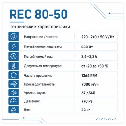 Вентилятор радиальный REC 800х500 VENTEUROPE