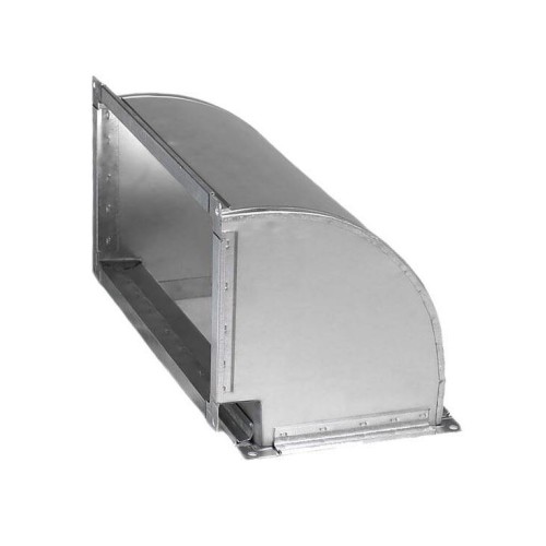 Прямоугольный отвод 90 500х150 вертикальный на шине из оцинкованной стали