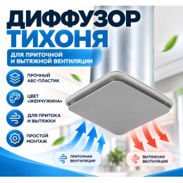Диффузор ТИХОНЯ СПВ ДСФЛ-75 для приточной и вытяжной вентиляции из АБС-пластика, ламинарное распределение потока воздуха, цвет Жемчужина, D75