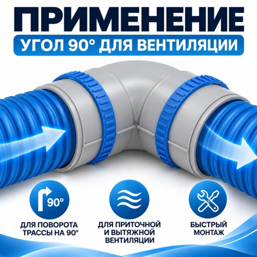 Угол ТИХОНЯ СПВ ПЭ От90°-75 из АБС-пластика для СПВ ПЭ D75, 90°