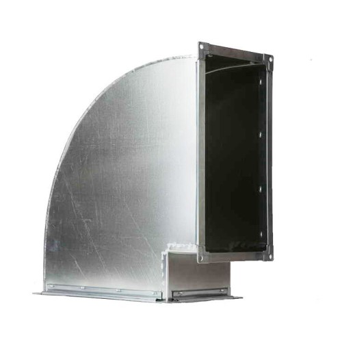 Прямоугольный отвод 90 350x200 S- 0.7 горизонтальный на шине из оцинкованной стали