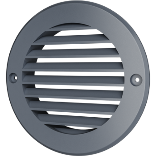 12РКН сер, Решетка наружная вентиляционная круглая D161 с фланцем D125, ASA, серая