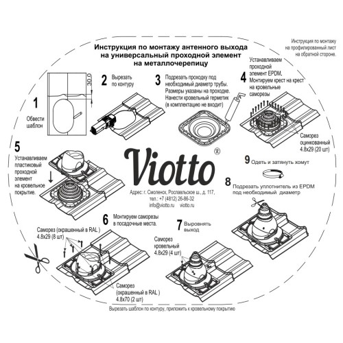 Антенный выход для металлочерепицы 335\250\292 синий