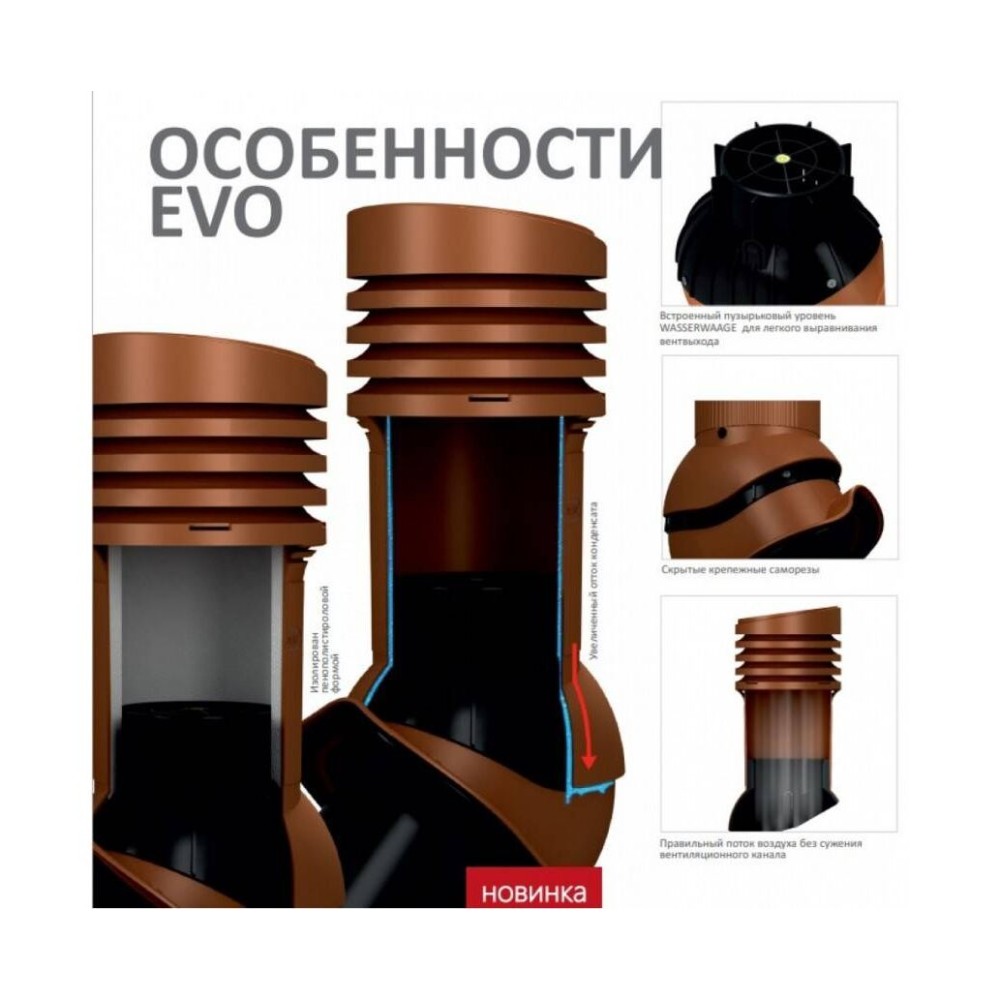 Е-25-6 Вентвыход черный D125мм H-447 неизолированный для кровли из металлочерепицы