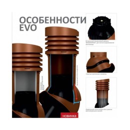 Е-26-8 Вентвыход антрацит D125мм H-447 изолированный для кровли из металлочерепицы