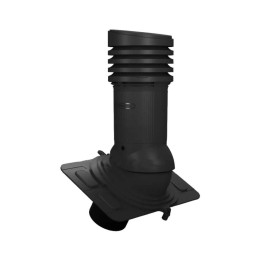 Е-17-6 Вентвыход черный неизолированный D125/110  мм Н 447 мм, универсальный для низкопрофильной металлической кровли с переходником