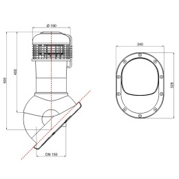 150/500 неизолированный антрацит К65-8 с вентилятором для кровли из металлочерепицы