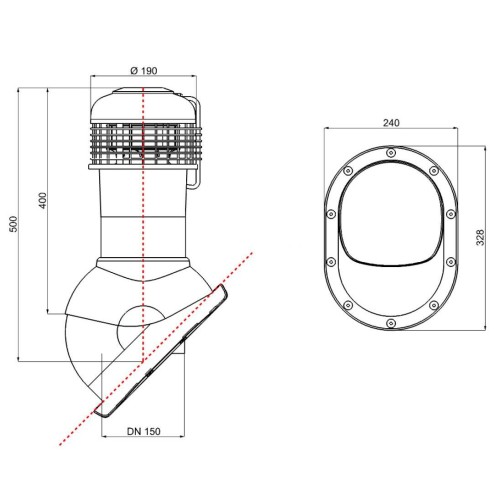 150/500 неизолированный зеленый К65-5 с вентилятором для кровли из металлочерепицы