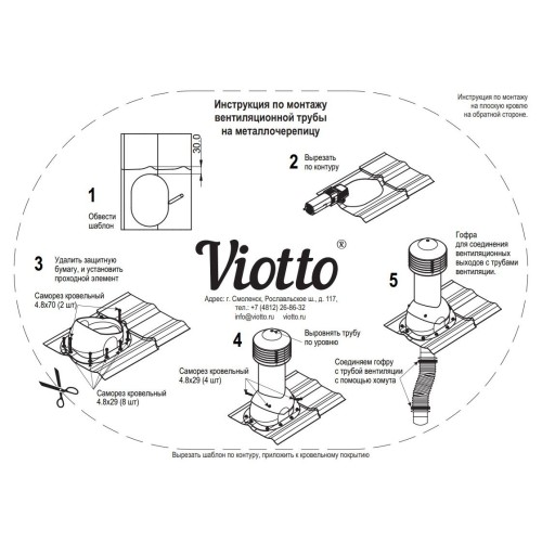 Труба вентиляционная для металлочерепицы d125\110мм, h-650мм утепленная, кирпичная