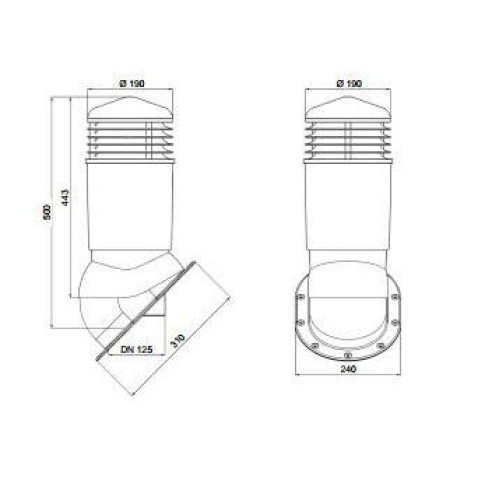125/110 h500 неизолированный черный К94-6 с проходным элементом для кровли из металлочерепицы