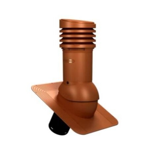 Е-02-7 Вентвыход терракотовый D 125/110 H-447 изолированный для гибкой битумной кровли (при монтаже) с переходником