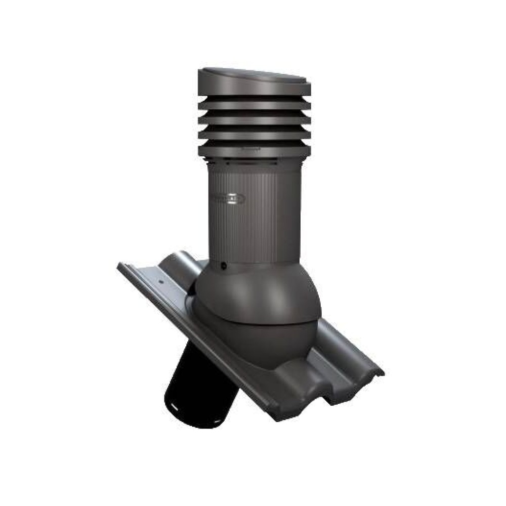 Е-38-3 Вентвыход графитовый изолированный D150 Н 490 мм для кровли из цементно-песчаной и керамической черепицы с переходником