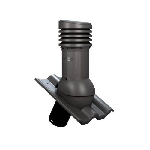 Е-38-3 Вентвыход графитовый изолированный D150 Н 490 мм для кровли из цементно-песчаной и керамической черепицы с переходником